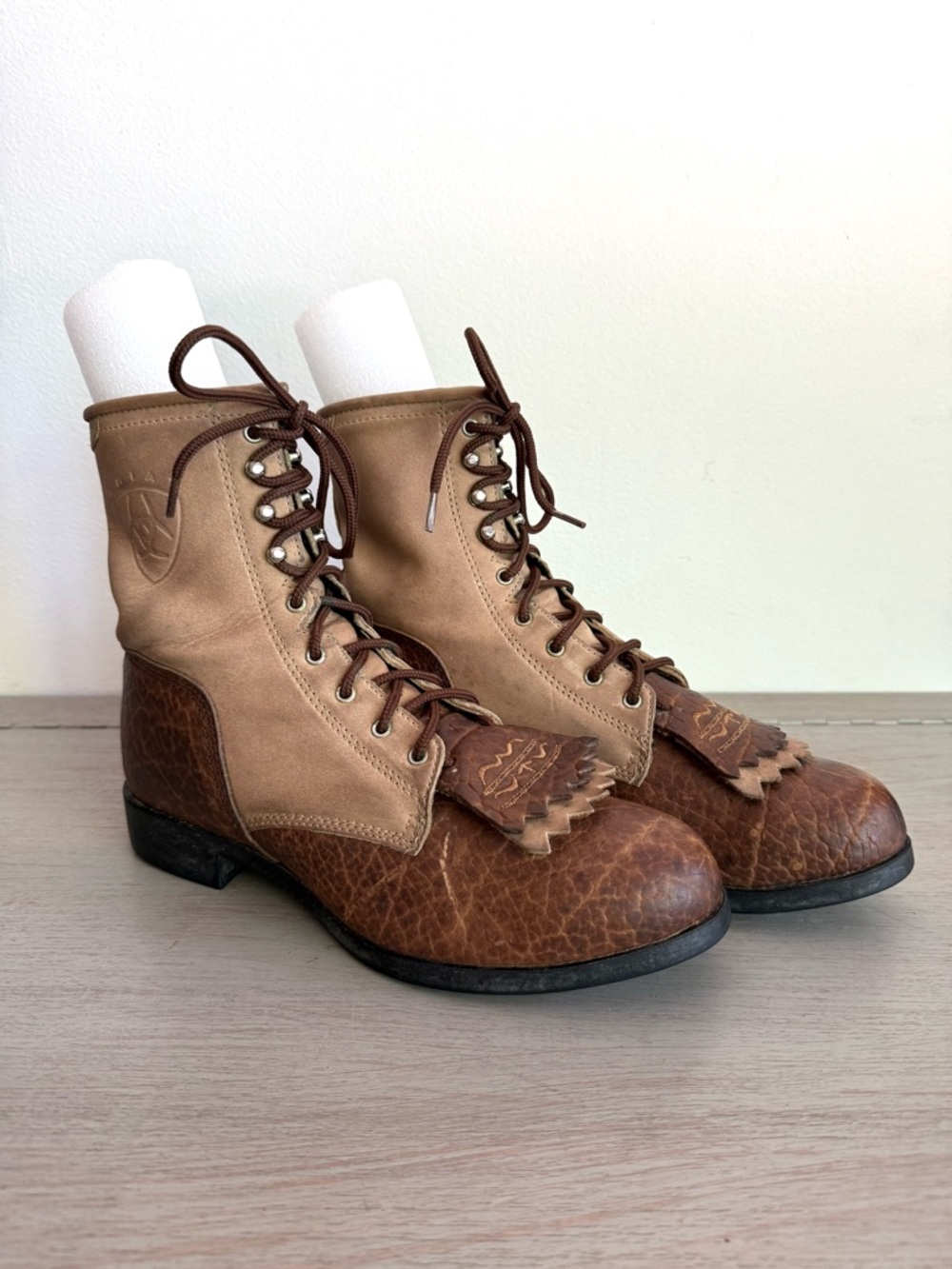 Vintage Ariat 2056 A2 Competitor Heritage Laced Boots Two Tone Kiltie Mens 7.5